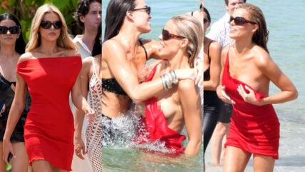 Brooks Nader’s Red Dress Falls Apart After Running Into the Ocean with Her Sisters