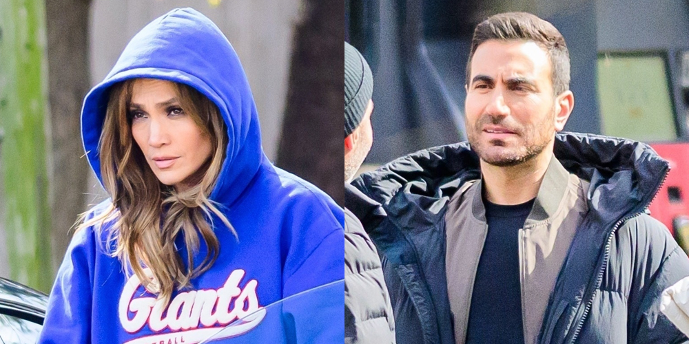Jennifer Lopez Reps New York Giants, Bundles Up On Set of Rom-Com ‘Office Romance’ With Brett Goldstein
