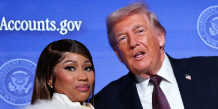 Nicki Minaj with Donald Trump stock photo
