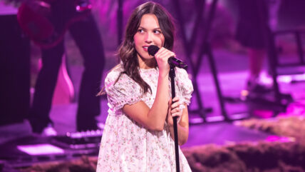 Olivia Rodrigo Wears Babydoll Blouse for Spotify Billions Club Live Performance in Barcelona